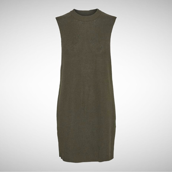 Noisy May Long Cotton Knit Vest Forest Green S - Picture 3 of 8